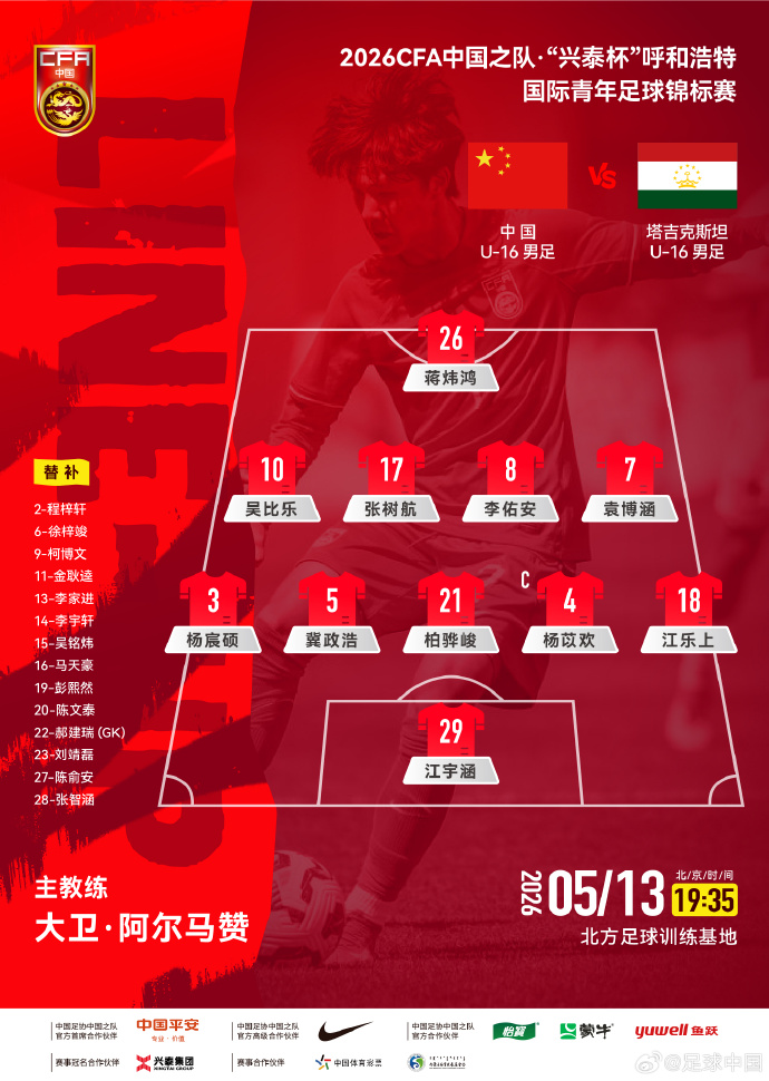 U16国足首发:冀政浩领衔,塔吉克首轮0-7惨败韩国 U16国足首发:冀政浩领衔,塔吉克首轮0-7惨败韩国