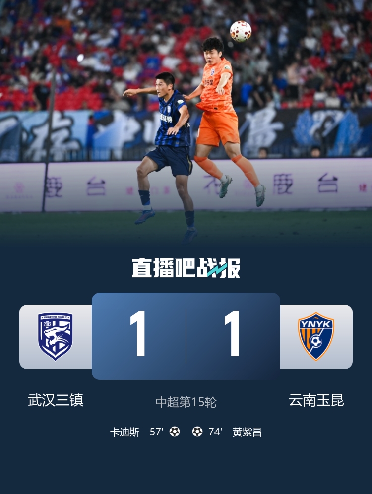 卡迪斯连续7场破门 武汉三镇1-1玉昆八轮不胜深陷降级区 卡迪斯连续7场破门 武汉三镇1-1玉昆八轮不胜深陷降级区